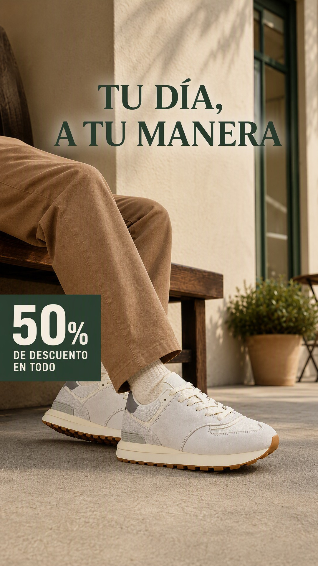 Zapatillas claras puestas en formato vertical